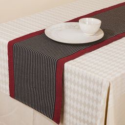 Fabindia Black & Red Woven Design Cotton Table Runner-25