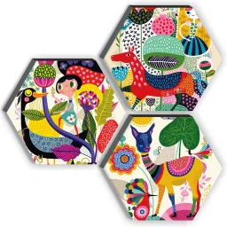 6MM MDF HEXAGON MODERN ART Digital Reprint 21 inch x 21 inch Painting-28