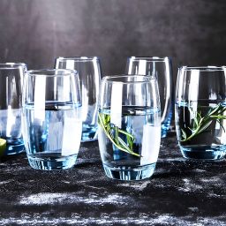 (Pack of 6) 390ml Blue Aqua Water Premium Drinking Glass Set of 6 pcs Glass Set Water/Juice Glass-10
