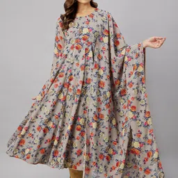 Azira Floral Printed Gotta Patti Georgette Anarkali Kurta With Dupatta-image-9