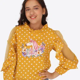 CUTECUMBER Girls Polka Dot Print Regular Top-image-28