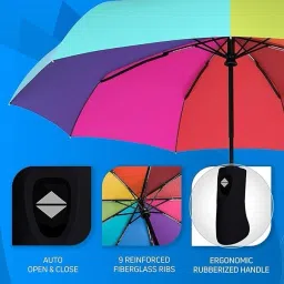 priyam enterprise Rainbow Umbrella Auto Open/Close Double Layer Color Stripes Folding_190 Umbrella image 2