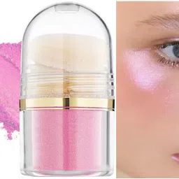 Pink powder used as a highlighter on face, hair and body. highlighter Highlighter-picture-16