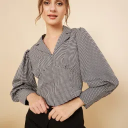 Casual Cuffed Sleeves Solid Women White, Black Top-image-57