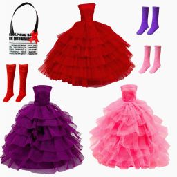 Handmade Doll Dresses Set, 3 Frocks with 3 Pairs of Socks & 1 Mini Bag-image-36