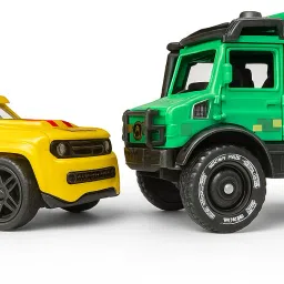 2PCS Military Transport Truck & Racing Car Set, Die-cast Model, Friction Powered-image-84