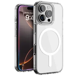 Croma TPU Back Cover with Tempered Glass for Apple iPhone 16 Pro Max (Magsafe Compatible, Transparent)-image-81