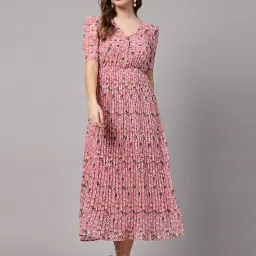 Women Fit and Flare Multicolor Midi/Calf Length Dress-image-83