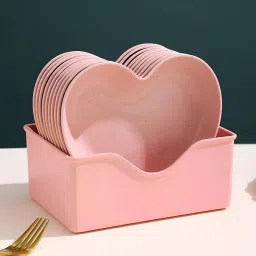 Heart Shape Dessert|Appetizer|Salad|Snack Plastic Plates - Party, Serving,Dinner Quarter Plate-image-84