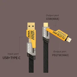 ULTRADART USB Type C Cable 1 m Braided 4 in 1 65W Fast Charging Cable Compatible for i-phone & Android with MFI Certified DC123 image 3