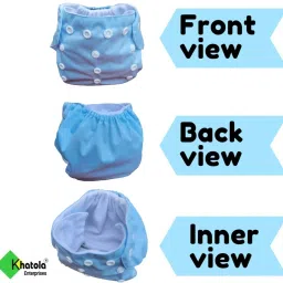 khatola enterprises Reusable & Washable Baby Cloth Diapers with snap buttons closer, size adjustments S,M,L for Babies and Toddlers (3 Months to 2 years), (Pack of 2 diaper with 2 Insert Pads) image 2