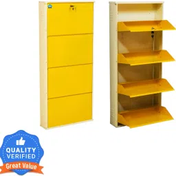 24 Inches wide Infinity Four Door Powder Coated Wall Mounted Metallic Ivory Yellow Metal, Metal, Metal Shoe Rack-image-65