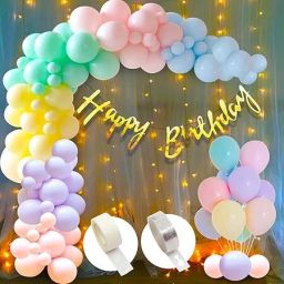 Solid Multicolor Theme Net Curtain Birthday Decoration kit items Set with Led Light Balloon-14