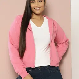Women Full Sleeve Solid Hooded Sweatshirt-image-9