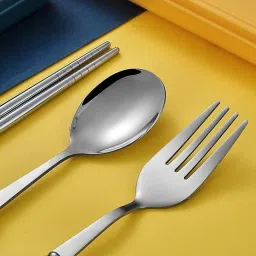 favria 3 Pcs Spoon,Fork,Chopstick Portable Travel Spoon Box for Office Lunch Box School Stainless Steel Cutlery Set image 4