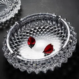 Crystal Glass Round Tabletop Ashtray for Home, Office, Hotel Clear Glass Ashtray-image-12