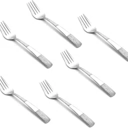 6 pcs Desert Fork Set with PLATINUM SILVER | Handle design Stainless Steel Dessert Fork Set | Stainless Steel Dessert Fork Set Stainless Steel Dessert Fork Set-22