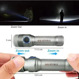 jgg jain gift gallery Pocket Torch Light Focus Rechargeable 3-Modes 2200Mah Led Flash Metal,200 Lumen Torch image 3