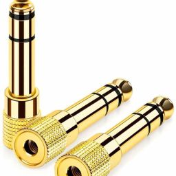 6.35MM Male to 3.5MM Female Stereo Audio Headphone Jack Adapter Converter (Pack of 3 Gold) Microphone-image-30