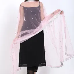 Net Embellished Pink Women Dupatta-image-28