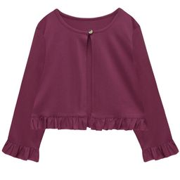 A T U N Girls Burgundy Solid Front Open Cardigan-10