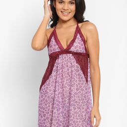 N-Gal Burgundy & Purple Printed Baby Doll-image-81