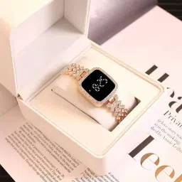 BRATON LED Digital Watch with Rhinestone Bracelet for Stylish Girls & womens Smartwatch-image-3