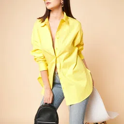 high star Oversized Women Boxy Fit Solid Spread Collar Casual Shirt-picture-10