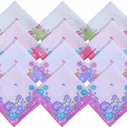 AKsells women Handkerchiefs , Premium Cotton,Colorful Prints, Pack of 12 ["Multicolor"] Handkerchief-image-37