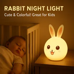 trust ware Silicone Rabbit Night Lamp Touch-Control LED Light | Color-Changing Safe for Kid Night Lamp image 3