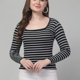 Casual Regular Sleeves Striped Women Multicolor Top-image-2