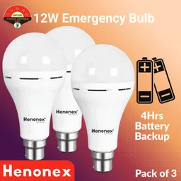 henonex Pack of 3 – 12W Smart LED Emergency Bulbs with Backup 2 hrs Bulb Emergency Light-picture-12