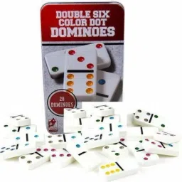 28 Pcs Double Six Color Dot Domino White Set Toy Blocks for Kids & Adult-1