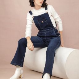 Women Dark Blue Dungaree-image-4