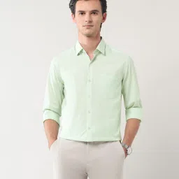 Men Slim Fit Solid Spread Collar Formal Shirt-image-2