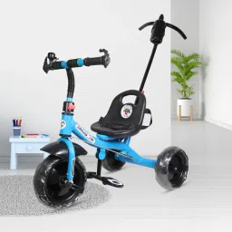 PARENT HANDLE SUPPORT BABY TRICYCLE WITH FRONT AND BACK BASKET|| HANDLE LIGHT BLUE 015 Tricycle-image-31