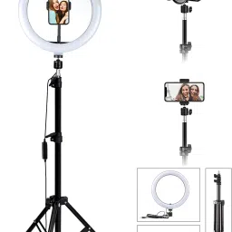 ADZOY Economy 6.9 Feet Metal Tripod with 10" Ring Light of 3 Modes for Beginners Tripod-15