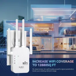 Muvit 4 Antina WiFi Extender WiFi 300Mbps WiFi Booster 2.4G WiFi WiFi Range Extender 2.4 GHz 300 Mbps Wifi Speed Single Band External Antenna Access Point Mode, Ethernet (Cable Broadband) image 3