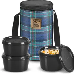 Lofty Tiffin (3 Containers,1 X 320 ml, 2 X 450 ml each) With Jacket, Navy Blue 3 Containers Lunch Box-11