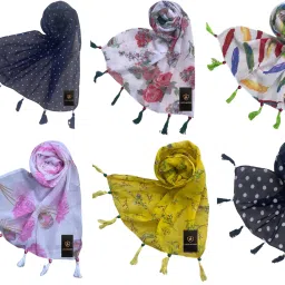 Printed Chiffon Women Multicolor Scarf, Stole-image-78