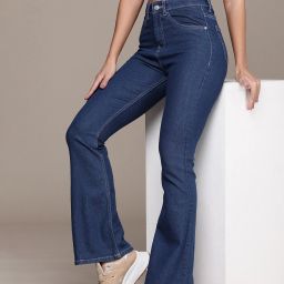 Women Boot-Leg High Rise Dark Blue Jeans-image-53