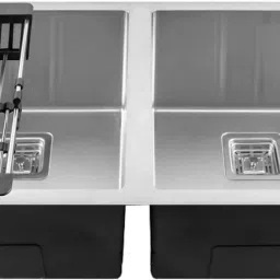 45"x20"x10" Inch Double Bowl SS-304 Grade Handmade Kitchen Sink Matte Finish FHS-15 Vessel Sink-image-61