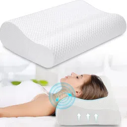 Cervical Contour , Stomached, Anti-Snoring, Side Sleepers Memory Foam Solid Orthopaedic Pillow Pack of 1-11