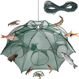 Portable Fishing Net, Shrimp Minnow Crayfish Crab Baits Cast Mesh Trap Automatic Aquarium Fish Net-11