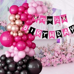 Black Pink Gold Balloon, It’s My Half Birthday Banner Decoration Kit Pack Of 61-picture-1