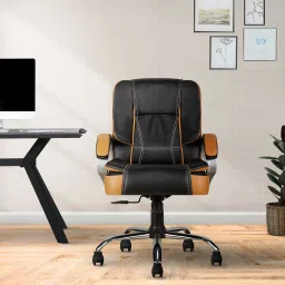 CELLBELL C102 Watson Mid Back Executive Leatherette Chair | Adjustable Height Leatherette Office Executive Chair-image-1