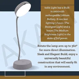 firstlike Rechargeable, Touch Switch Desk Lamp Eye Protection Lamp Table Lamp image 2