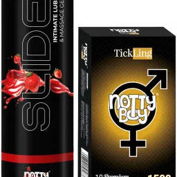 Tick Ling 1500 Dots Condoms, & Water Based Slide Strawberry Lube & Massage Gel,-image-8