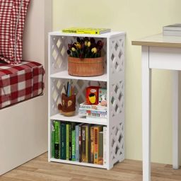 Decorative 3 Tier Bedside Rack Shelf Bedroom Organiser Engineered Wood Open Book Shelf-13