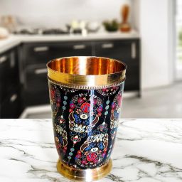 Brass Meena Finish Glass/Tumbler with Brass Bottom, for Drinking Serving Glass Water/Juice Glass-image-57